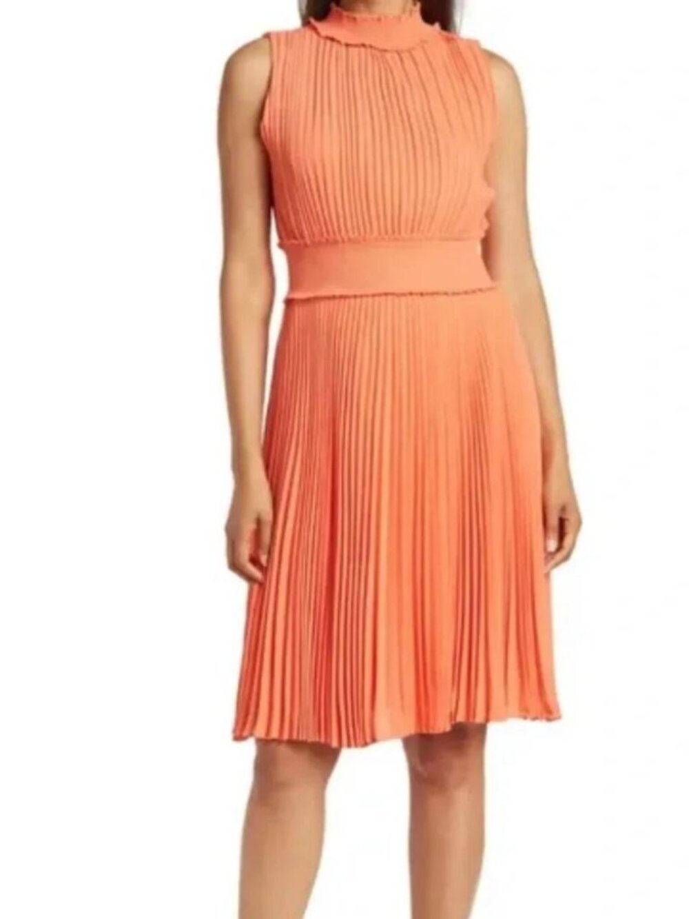 Women's Pleated Smocked, Dress Size 4. Light Flamingo (Coral) NWT. MSRP $148